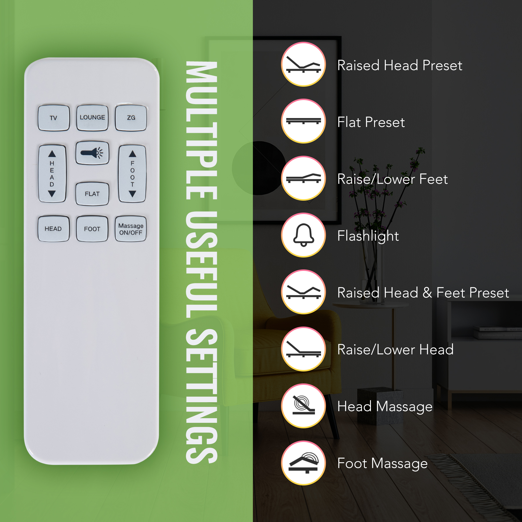 Electric Twin XL Bed Base with Remote Control Massage and USB Charging