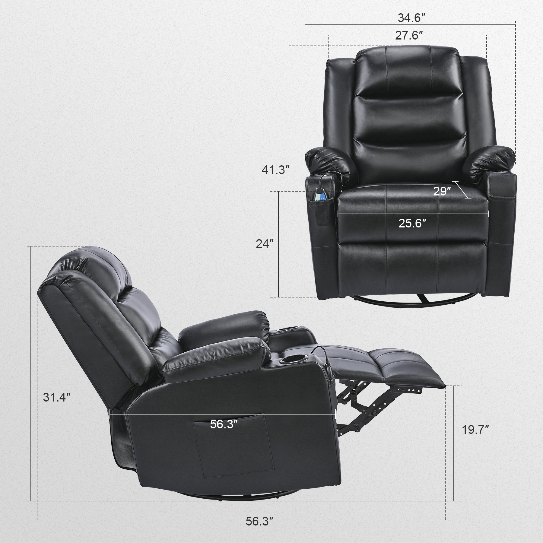 Купить Стул Bestco Plush Computer Chair Heated Massaging Recliner with