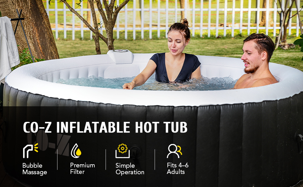 CO-Z Inflatable Hot Tub, 4 Person Blow Up Portable Hot Tub