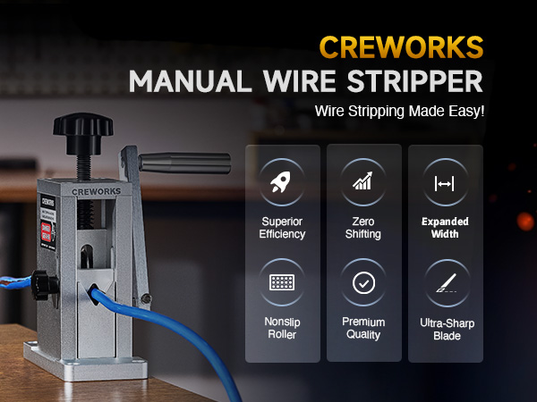 CREWORKS Manual Wire Stripping Machine - 0.06-0.9 Inch Cable Stripper For Copper Recycling