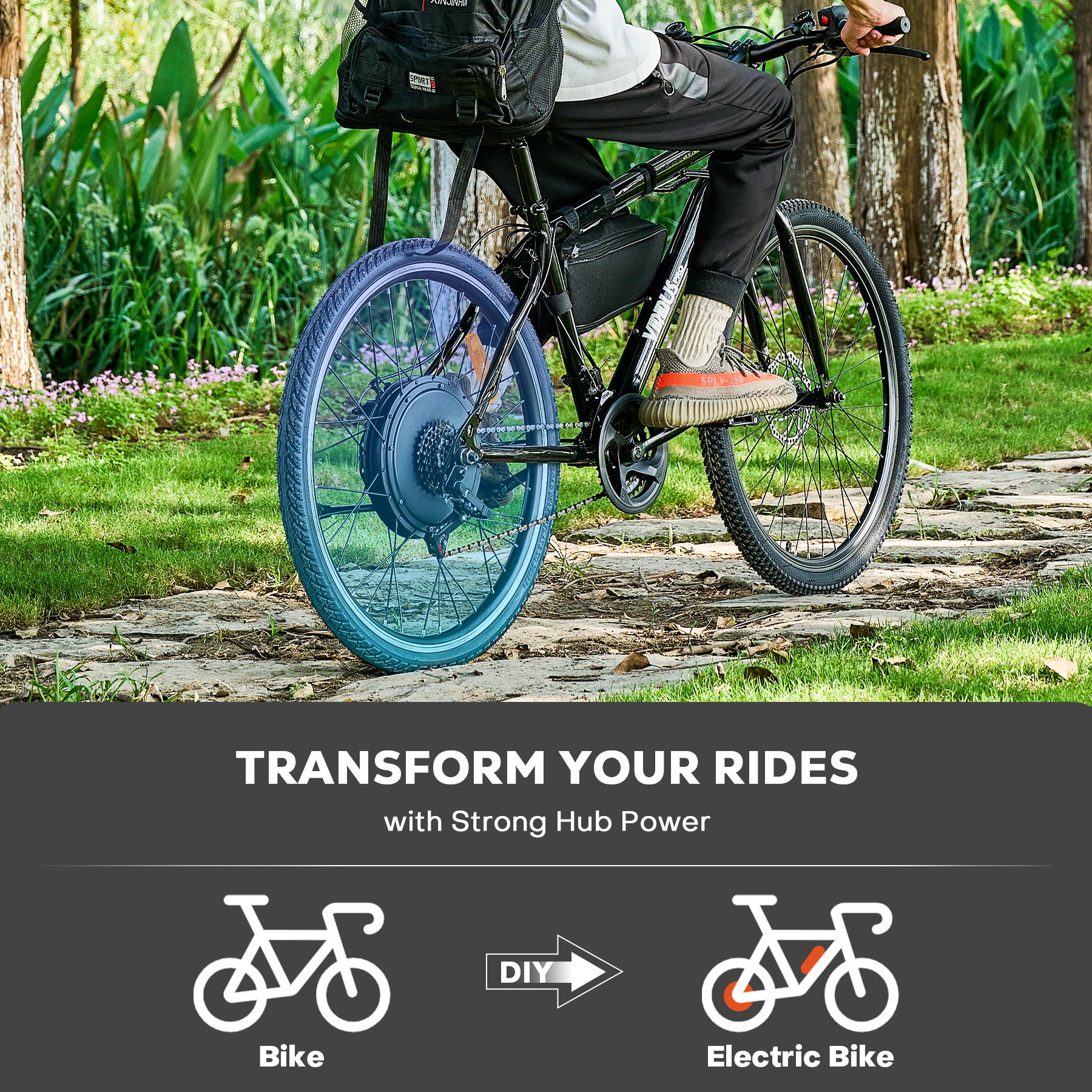 Kit Conversion Vélo électrique 26 Pouces 500W - Moteur Roue Arrière, Affichage LED, Accélérateur Pouce - 36V, Facile à Installer