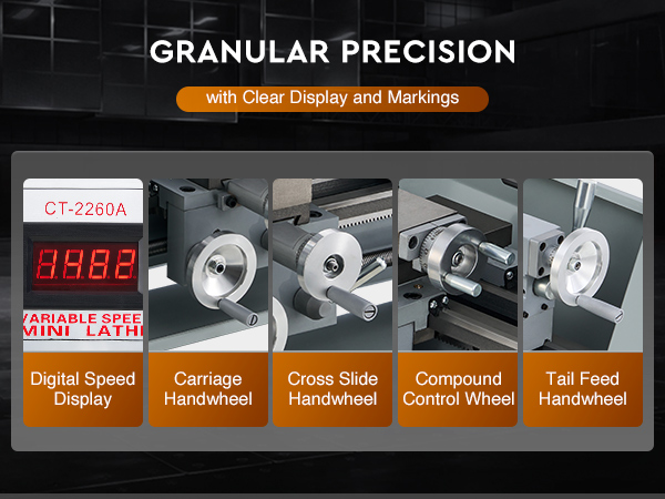 thumbnail image 2 of Creworks 9x24 Mini Metal Lathe 1100W Brushless Motor 3000rpm Benchtop 3-Jaw 2 of 4