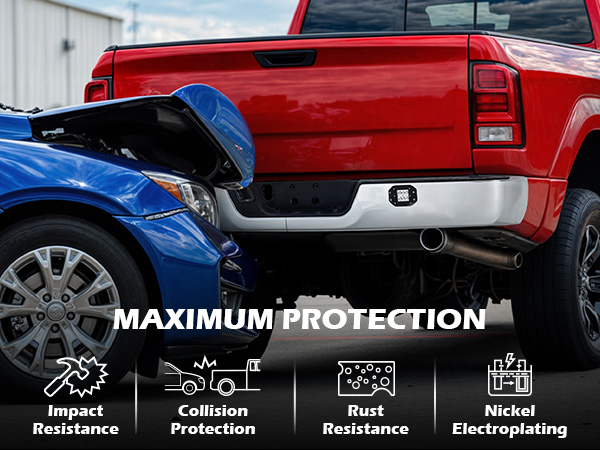 Orion Motor Tech Chrome Rear Bumper For 2009-2018 Dodge Ram 1500 & 2010-2012 2500/3500 - 3-Piece Split Bumper, No Sensors/Dual Exhaust