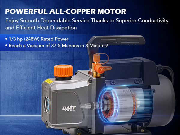 thumbnail image 2 of Orion Motor Tech 4CFM 1/3HP Air Vacuum Pump & AC Manifold Gauge Set With Leak Detector & Bag 2 of 6