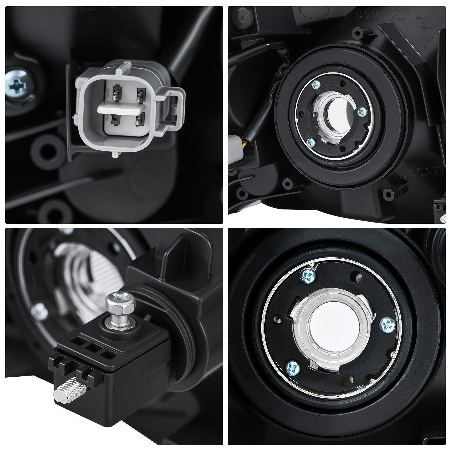 For 2009-2012 Toyota Rav4 Headlight Headlamp Halogen Chrome Housing Headlamp Set