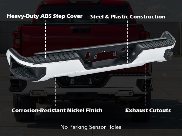 Chrome Rear Bumper Assembly For 2019-2024 Chevy Silverado & GMC Sierra 1500 – Dual Exhaust, Parking Sensors