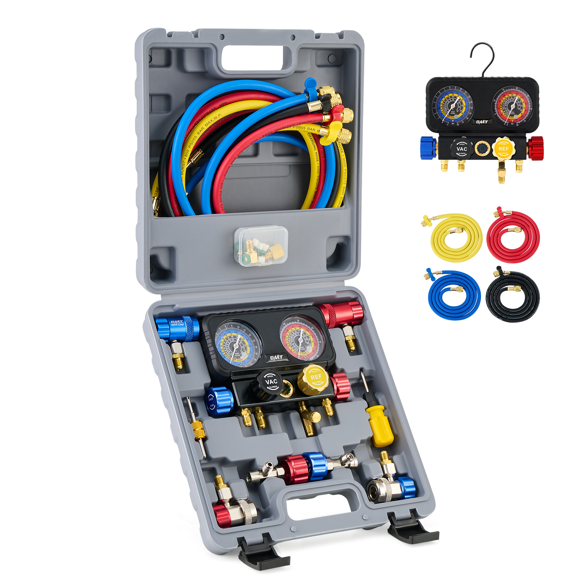 4CFM OMT Air Vacuum Pump HVAC Manifold Gauge Set AC A/C Refrigeration ...