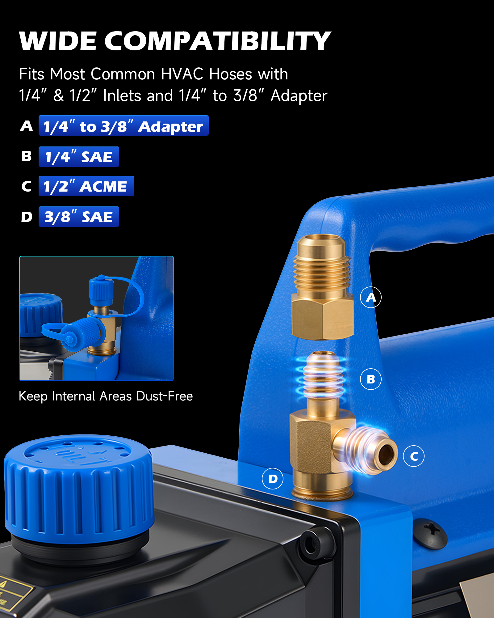 4CFM OMT Air Vacuum Pump HVAC Manifold Gauge Set AC A/C Refrigeration ...