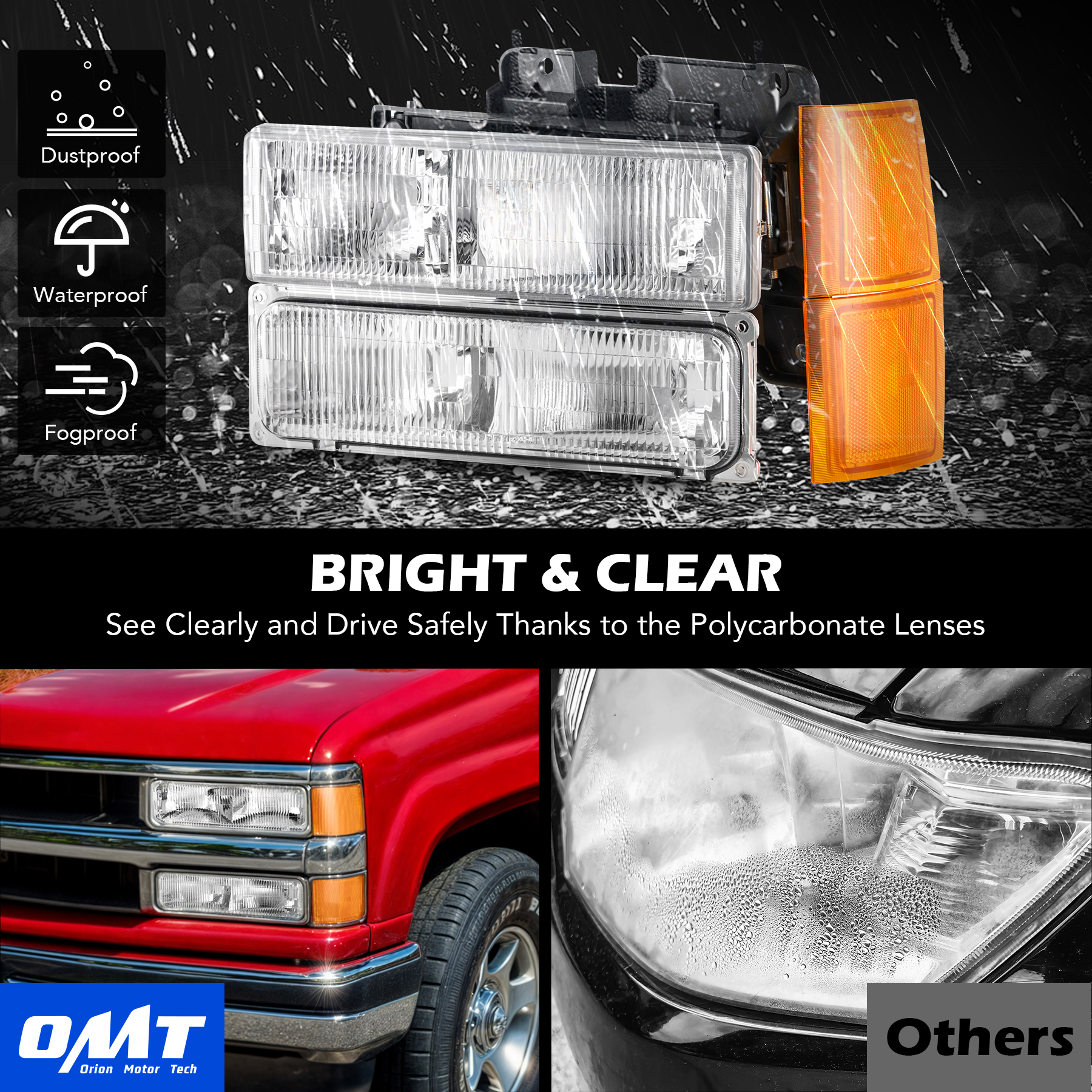 Headlights For 1994-1998 Chevy Silverado OBS C/K 1500 2500 3500 w