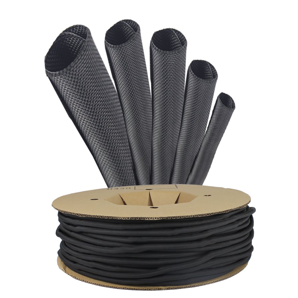 Split Braided Cable Sleeving SelfWrap Around Tubing Wire Loom Cord