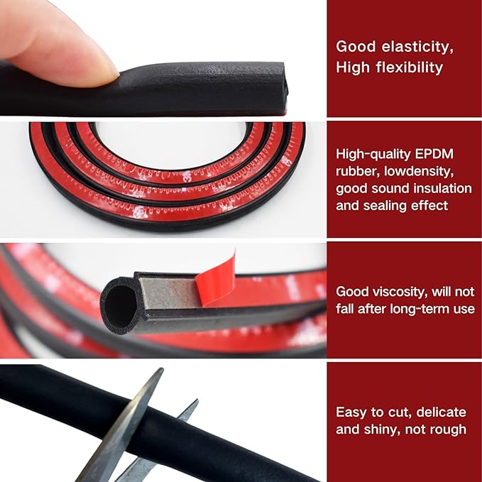 Snow Universal Car Rubber Seal Strip D-Shape Door Seal Weather