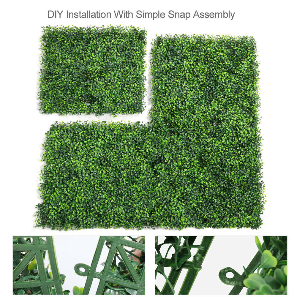 Details About 12pcs Artificial Uv Boxwood Mat Wall Hedge Decor W Ties Grass Fake Fence 20x20