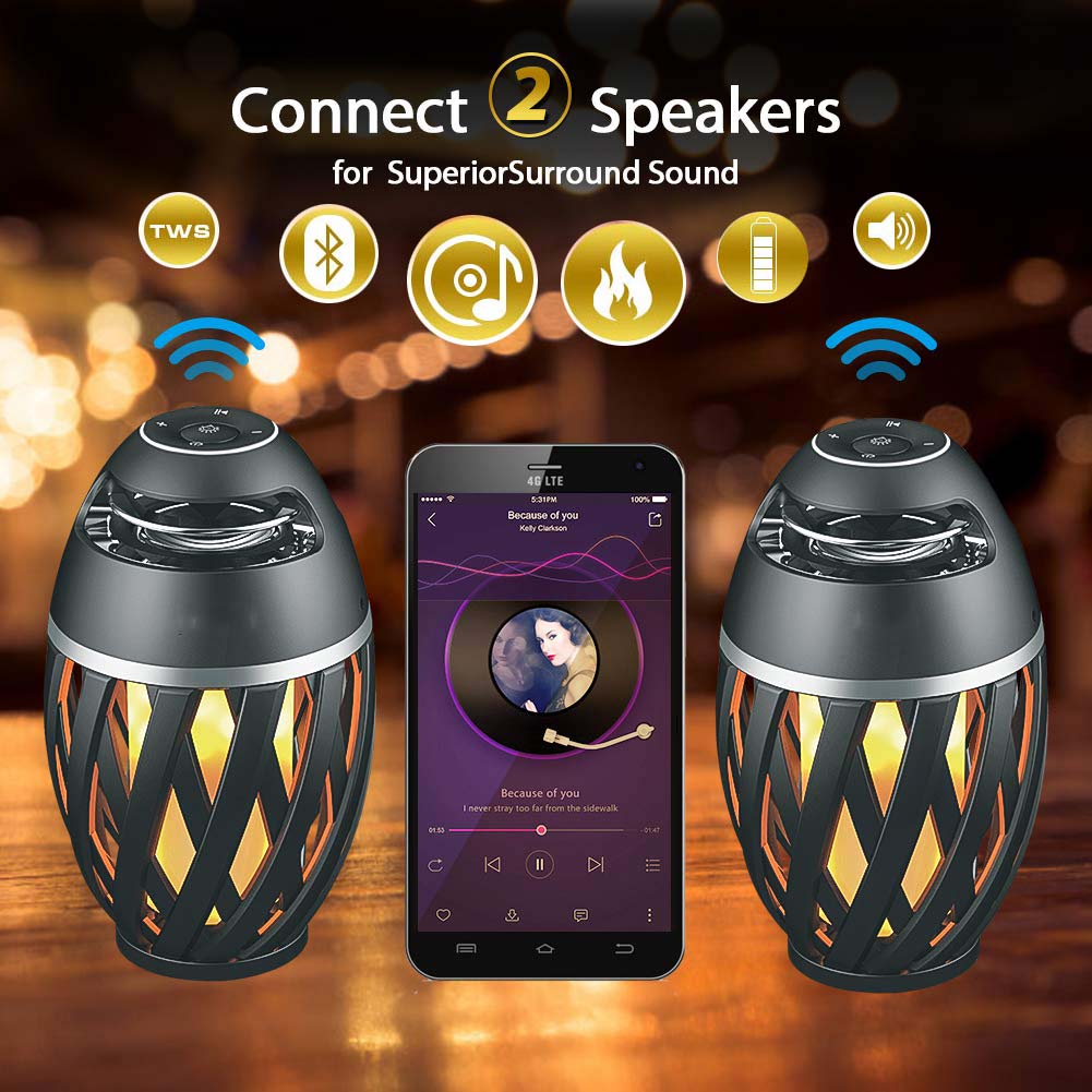 Led Flame Speaker Torch Atmosphere Table Lamp Music Night Light Enhanced Bass