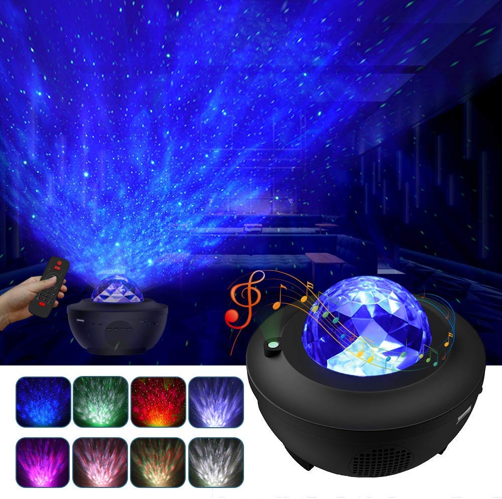 Star Projector Night Light 2 in 1 Starry Music Ocean Wave Projector