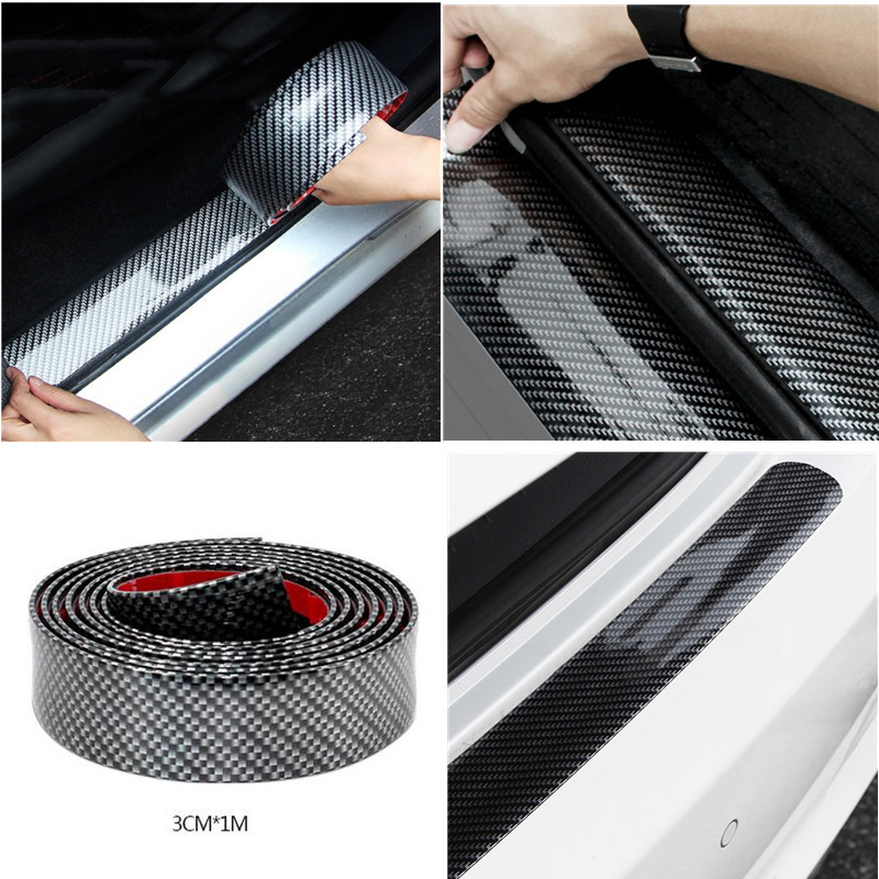 5CM*1M Auto Car Sticker 5D Carbon Fiber Rubber Styling Door Sill Protector Strip