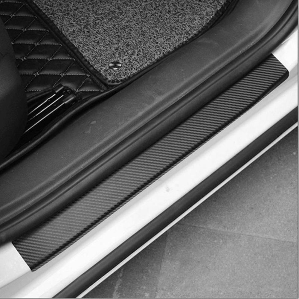 Car Accessories Door Sill Scuff Pedal Threshold Carbon Fiber Protect Stickers X4