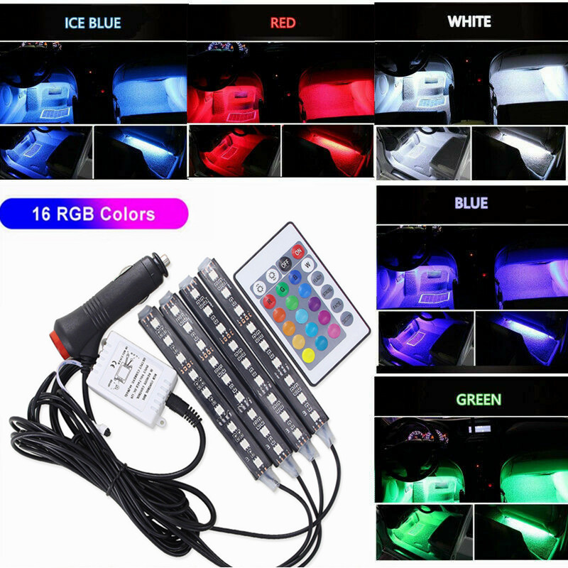 thumbnail image 2 of Multicolor LED Interior Car Kit Under Dash Footwell Lighting 12V 4.7" Strips 2 of 3