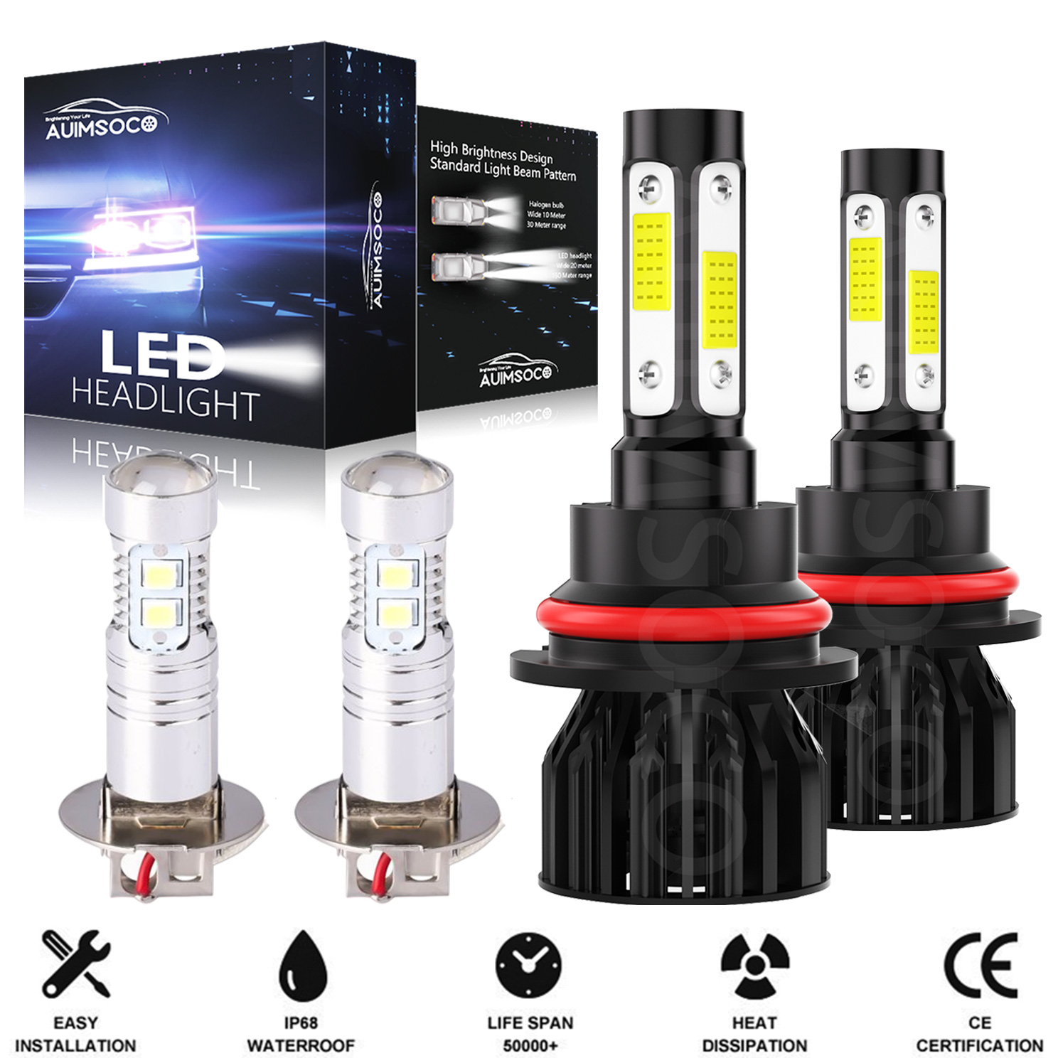 For Nissan Sentra 1995 1996 1997 1998 6000K 4x LED Headlight Fog