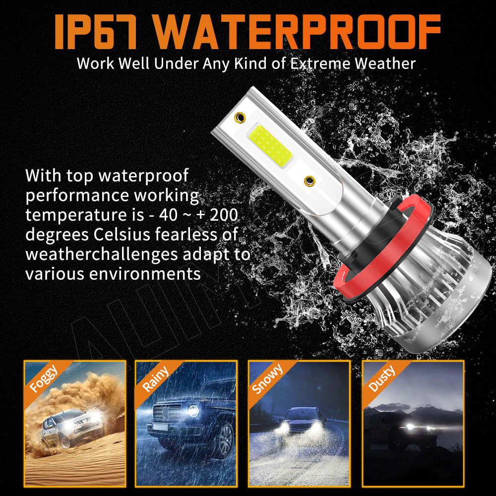 2x White LED H11 Low Beam Headlight Bulbs - For 2008-2017 Freightliner Cascadia, 6000K, 38800 Lumens