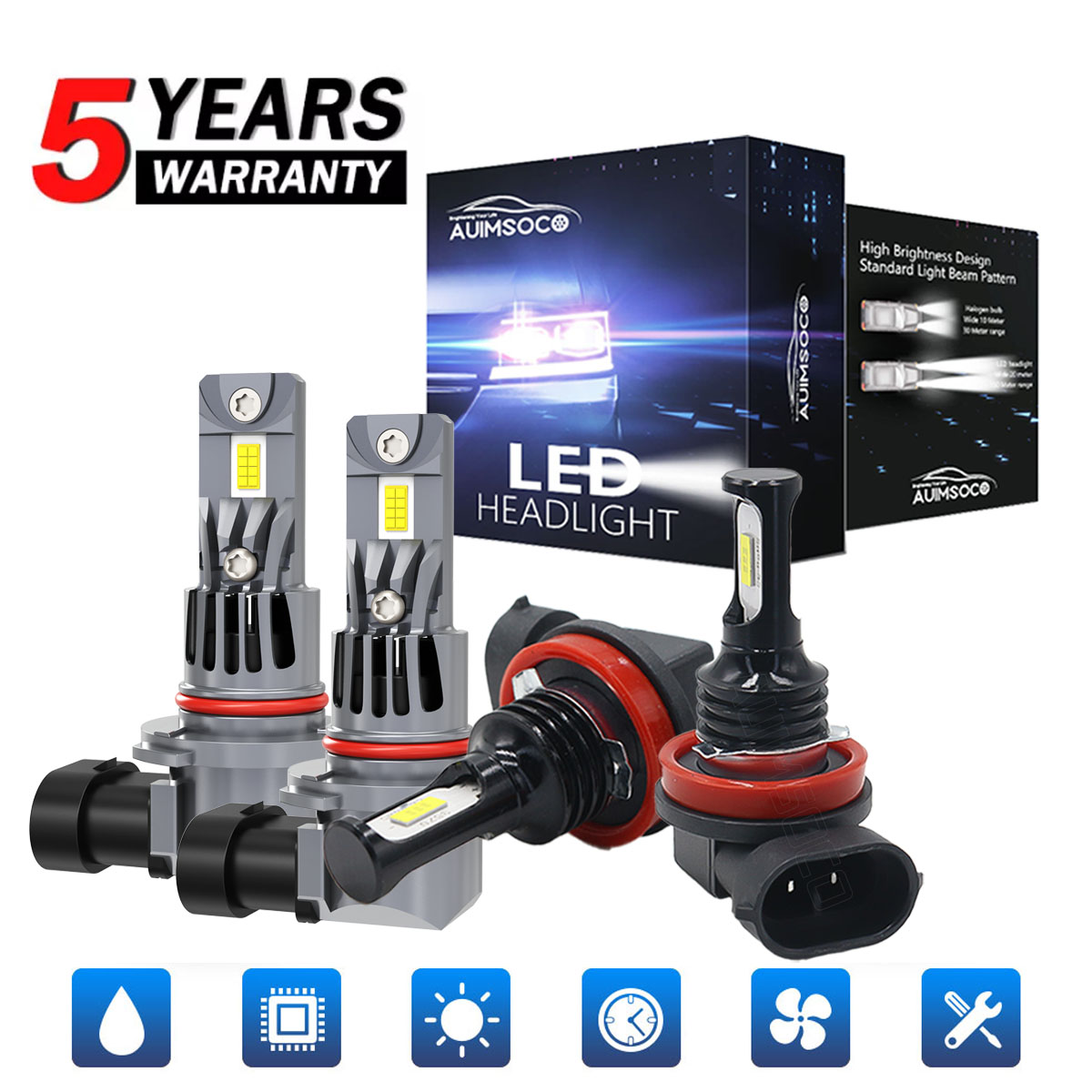 For Dodge Dart 2013 2014 2015 LED Headlight 9012 Hi/Low Beam+H11