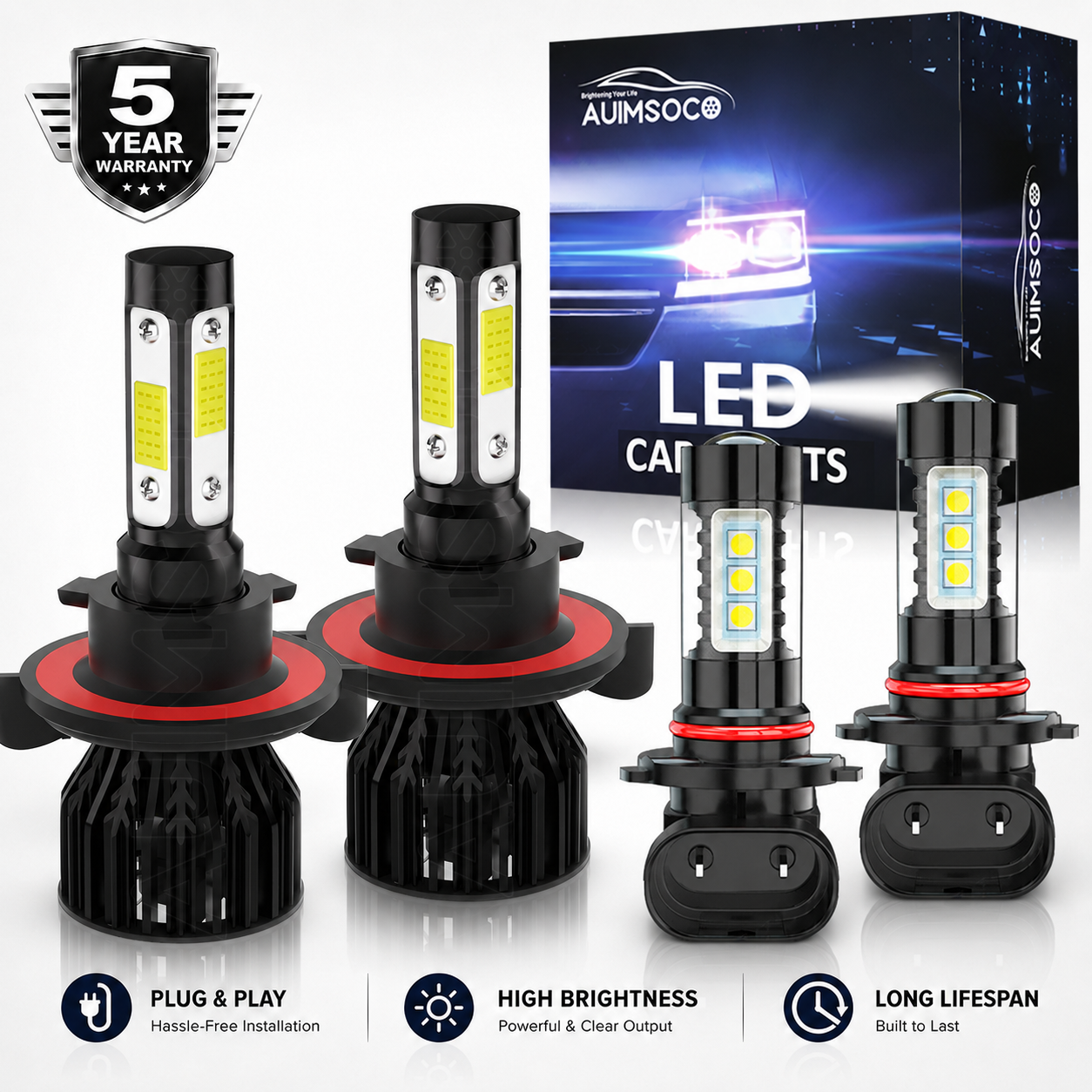 For Chevrolet HHR 2006-2011 Super White LED Headlight High Low Fog Light Bulbs