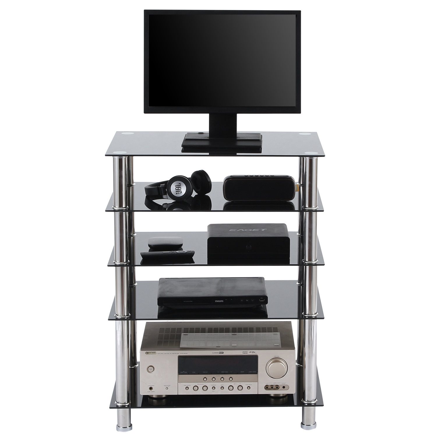 5-Tier Audio Component Rack AV Tower Media Stand Electronics Equipment ...