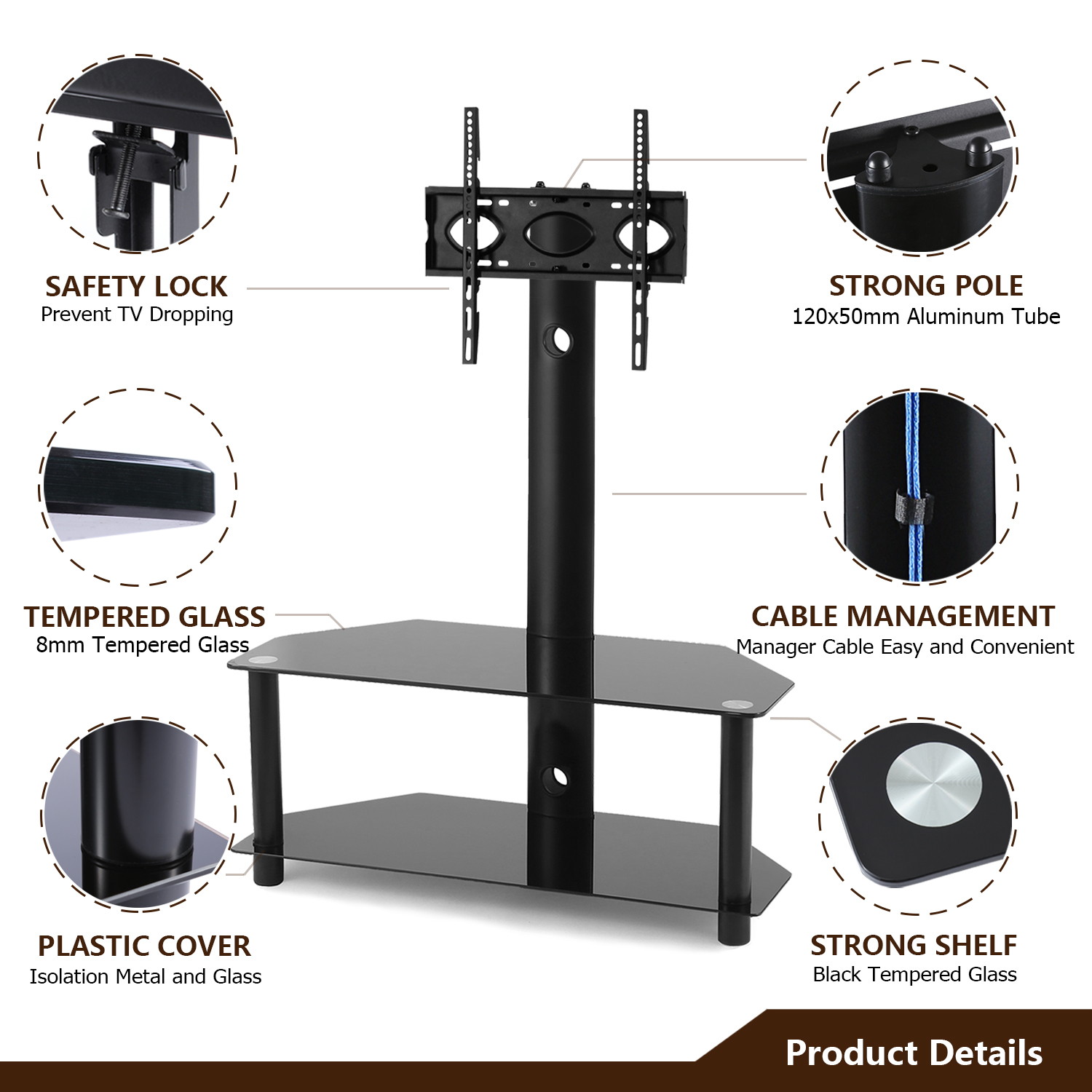 Corner TV Stand with Swivel Mount for 32 37 40 42 45 47 50 ...