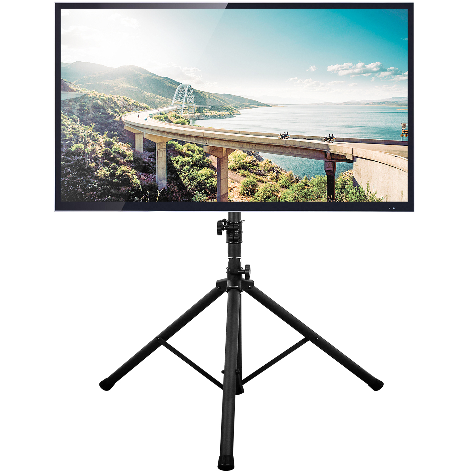 Portable Tripod Tv Stand With Swivel And Tilt Mount For 32 70 Flat
