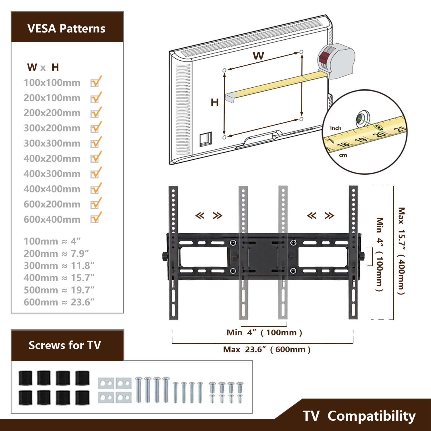 Muebles de TV Soporte de TV móvil para 32-65 pulgadas Plasma/LCD/LED Home  Display Rolling Floor TV Cart VESA 200x200 a 600x400 TV Trolley On Wheels