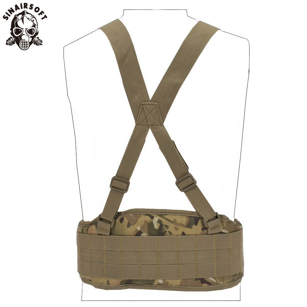 Tactical Molle Waist Padded Belt w/ Suspender Combat Multifunction