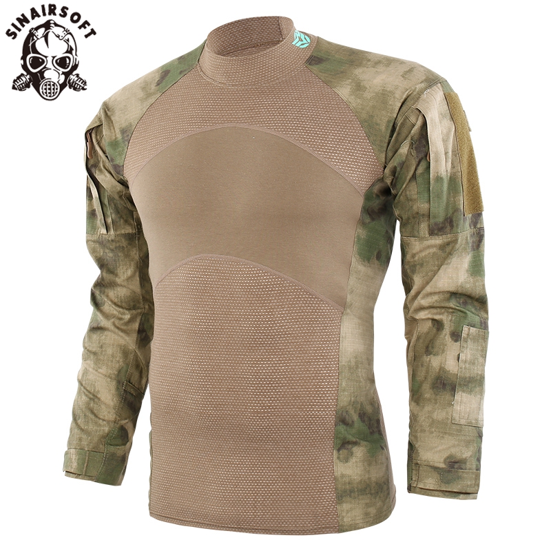 Tactical Military Combat Shirt Long Sleeve Camo Hunting Battle Tops Men ...