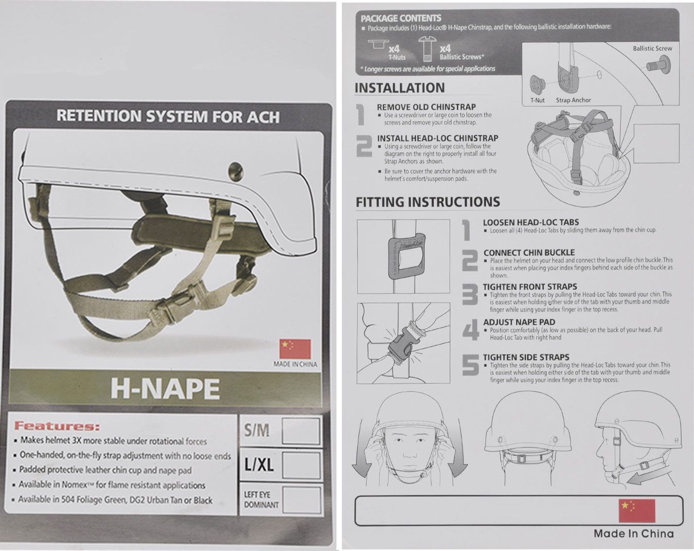 H-Nape Suspension System For ACH/MICH/Fast/Crye AirFrame And Similar