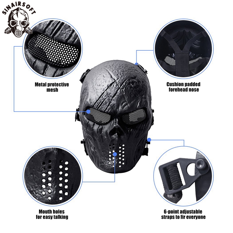 Skull Ghost Full Face Mask Skeleton Tactical Paintball Airsoft CS Warrior Games P23093124