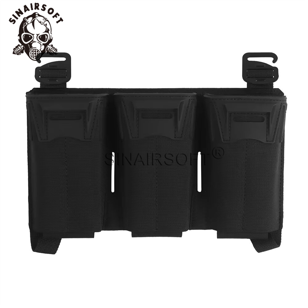 Tactical Triple 5.56 Magazine Pouch Vest Front G-Buckle Hook Flap Panel Holder