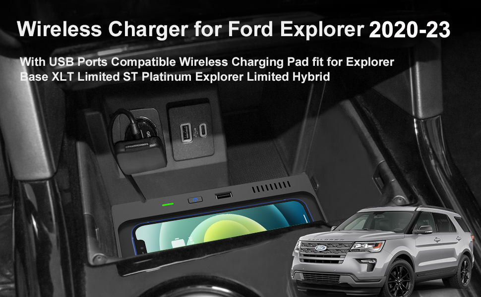 15W Qi Wireless Charger For Ford Explorer 2020 2021