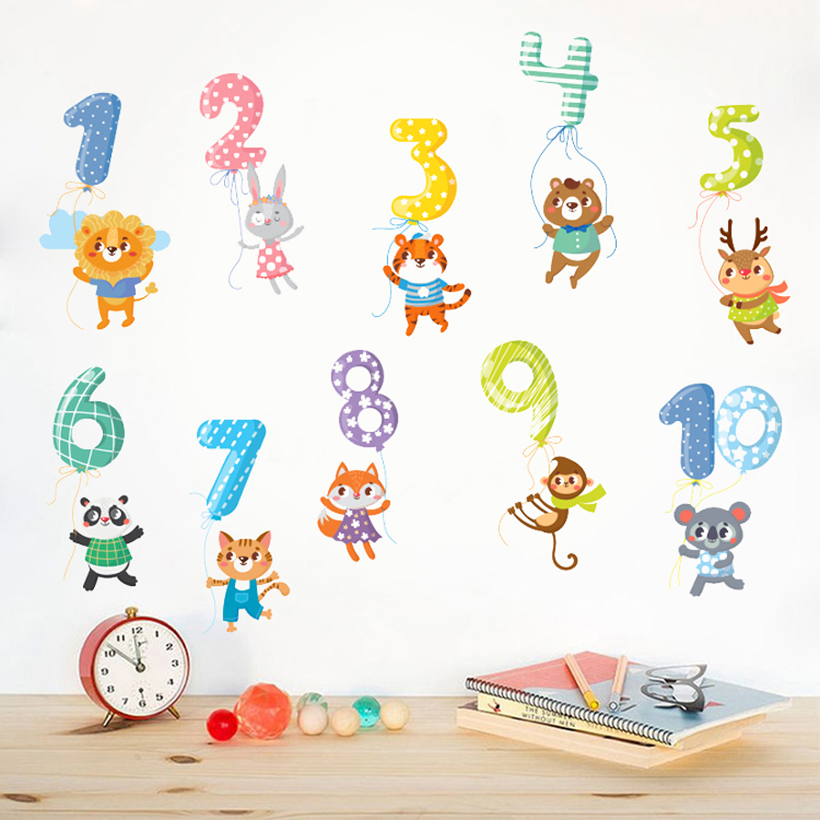 Educational Numbers 1 10 Kids Wall Stickers Nursery Decor Vinyl Decal Art Mural Ebay