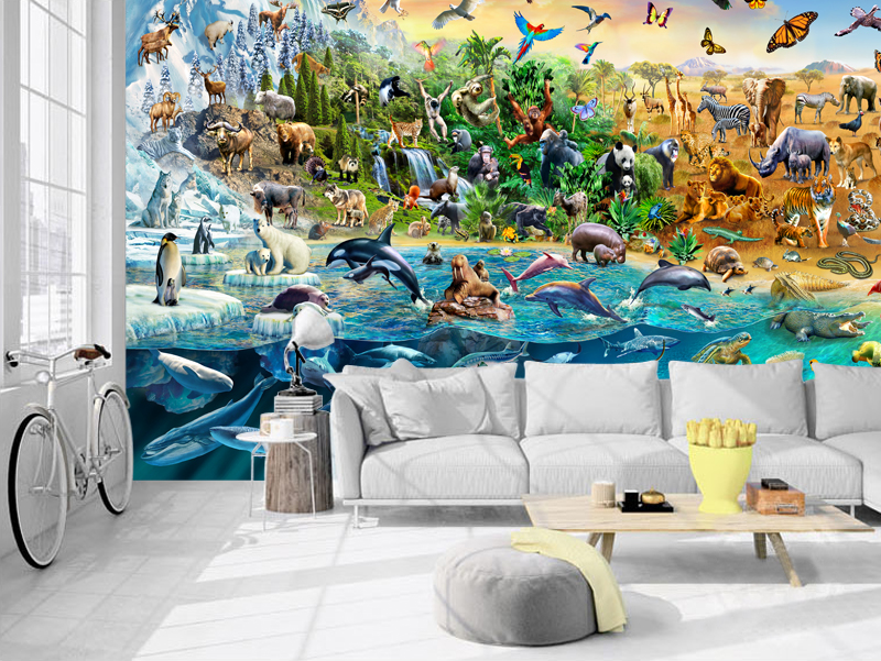 Endangered Species Wall Mural Paper Kid Room Art Nursery Decor Sticker Decal Am8 Ebay