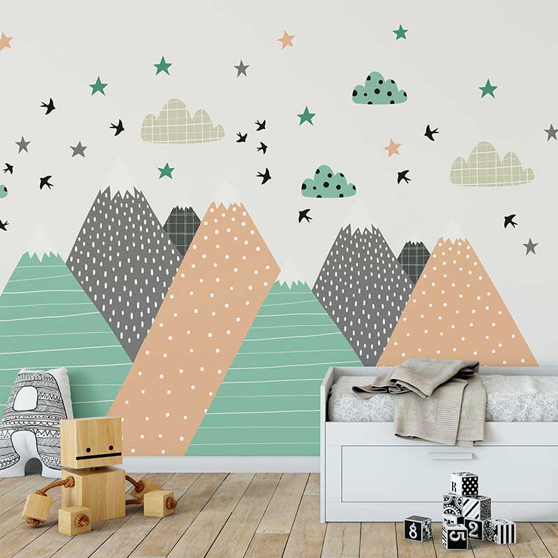 Mountain Wall Sticker Scandinavian Style Kids Decal Boys Nursery Decor Art Mural