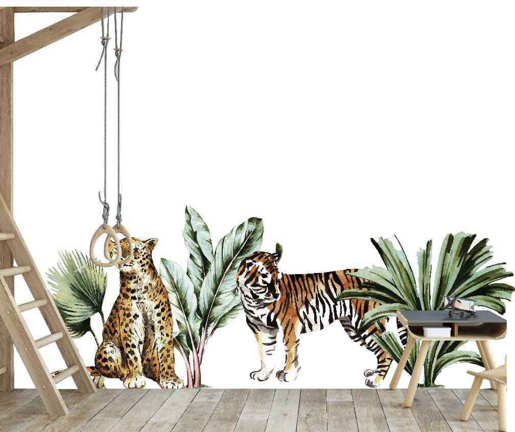 Jungle Tree Plants Animals Kids Wall Stickers Baby Room Decor Nursery Decal Art