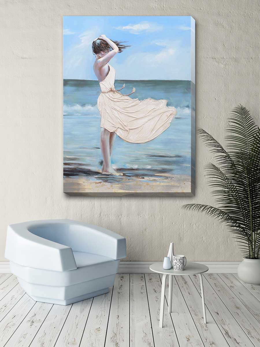 Windy Beach Sea Stretched Canvas Print Framed Home Decor Wall Art Hanging L101