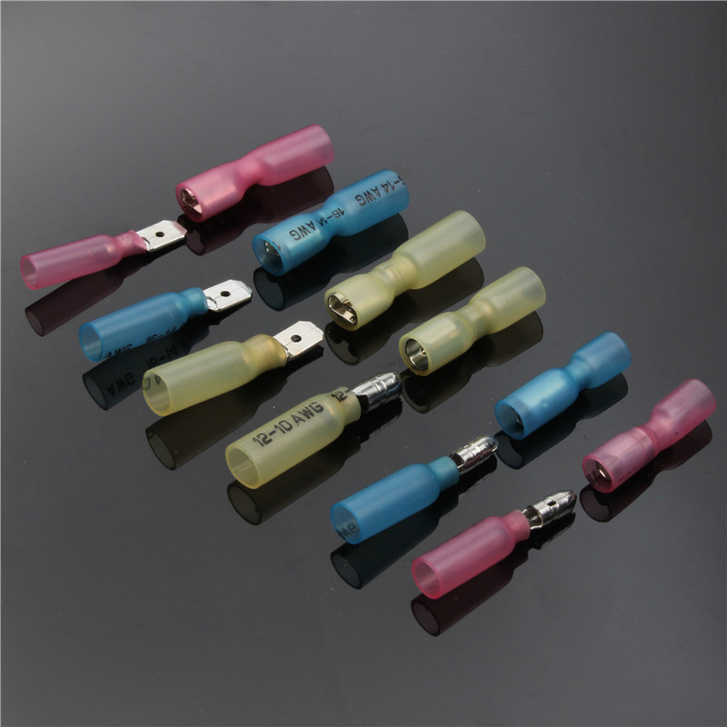 200Pc Heat Shrink Solder Sleeve Wire Connectors Butt Spade Ring