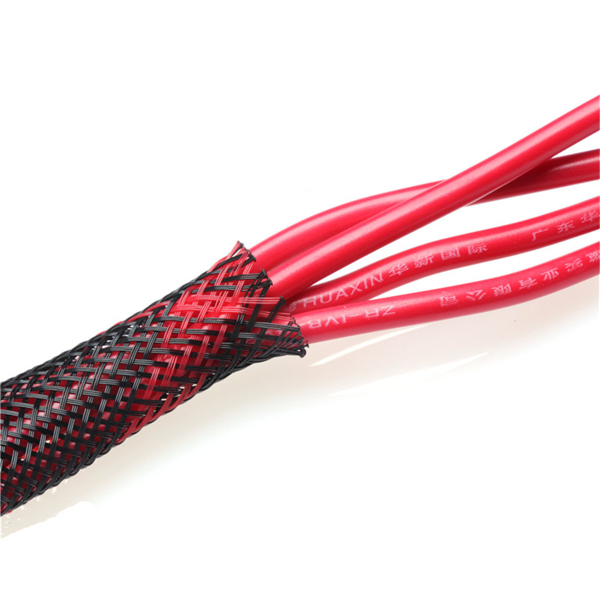 5/10M 425mm Red&Black Braided Cable Sleeve Tubing Wire Loom Harness
