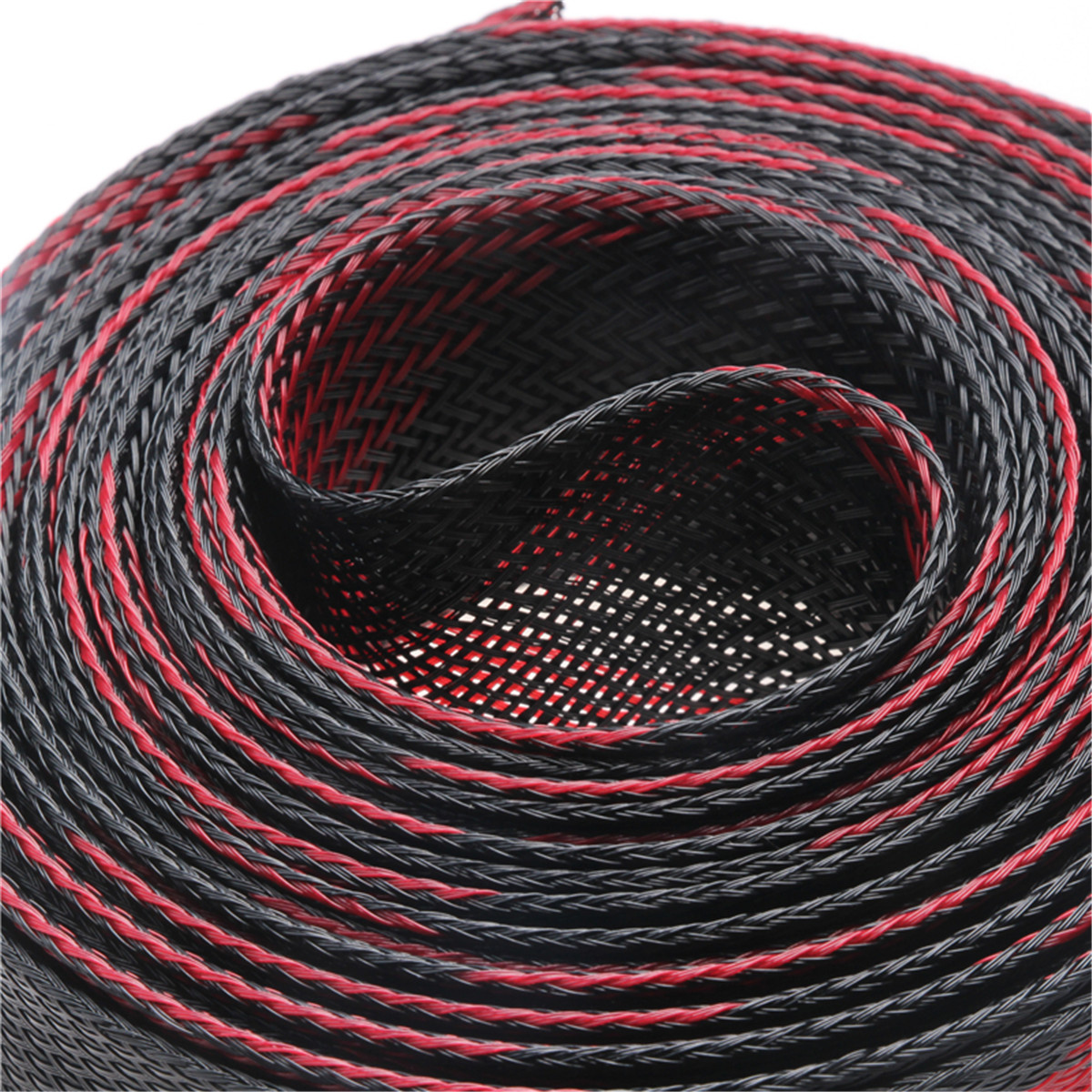 5/10M 425mm Red&Black Braided Cable Sleeve Tubing Wire Loom Harness