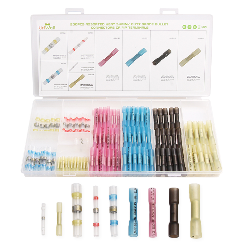 200Pcs Assortment Heat Shrink Butt Crimp Wire Connector Waterproof Solder Sleeve
