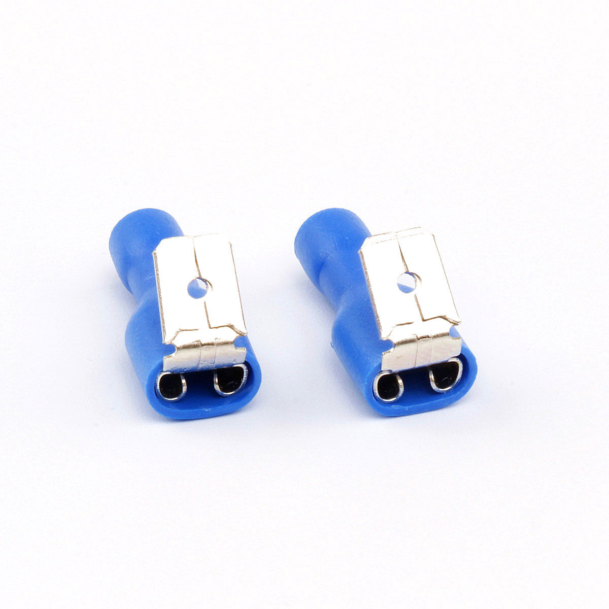 100Pcs Blue 1614 Ga AWG Insulated Piggyback Wire Connector Spade Crimp