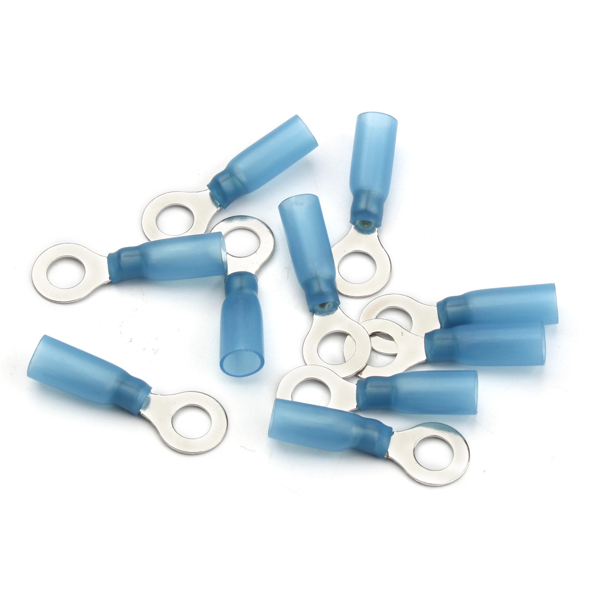 100x Blue Heat Shrink Wire Connector Electrical 1/4" Ring Crimp