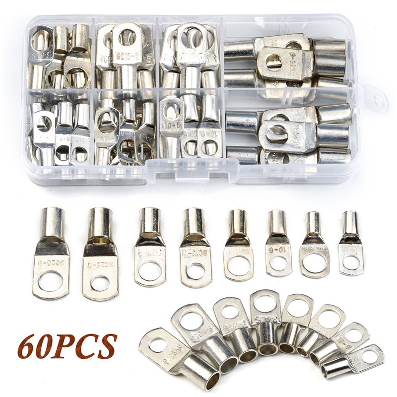 60Pcs Copper Tube Terminals Lug Ring Battery Welding Cable Crimp Connector Kit 6096806911026 eBay