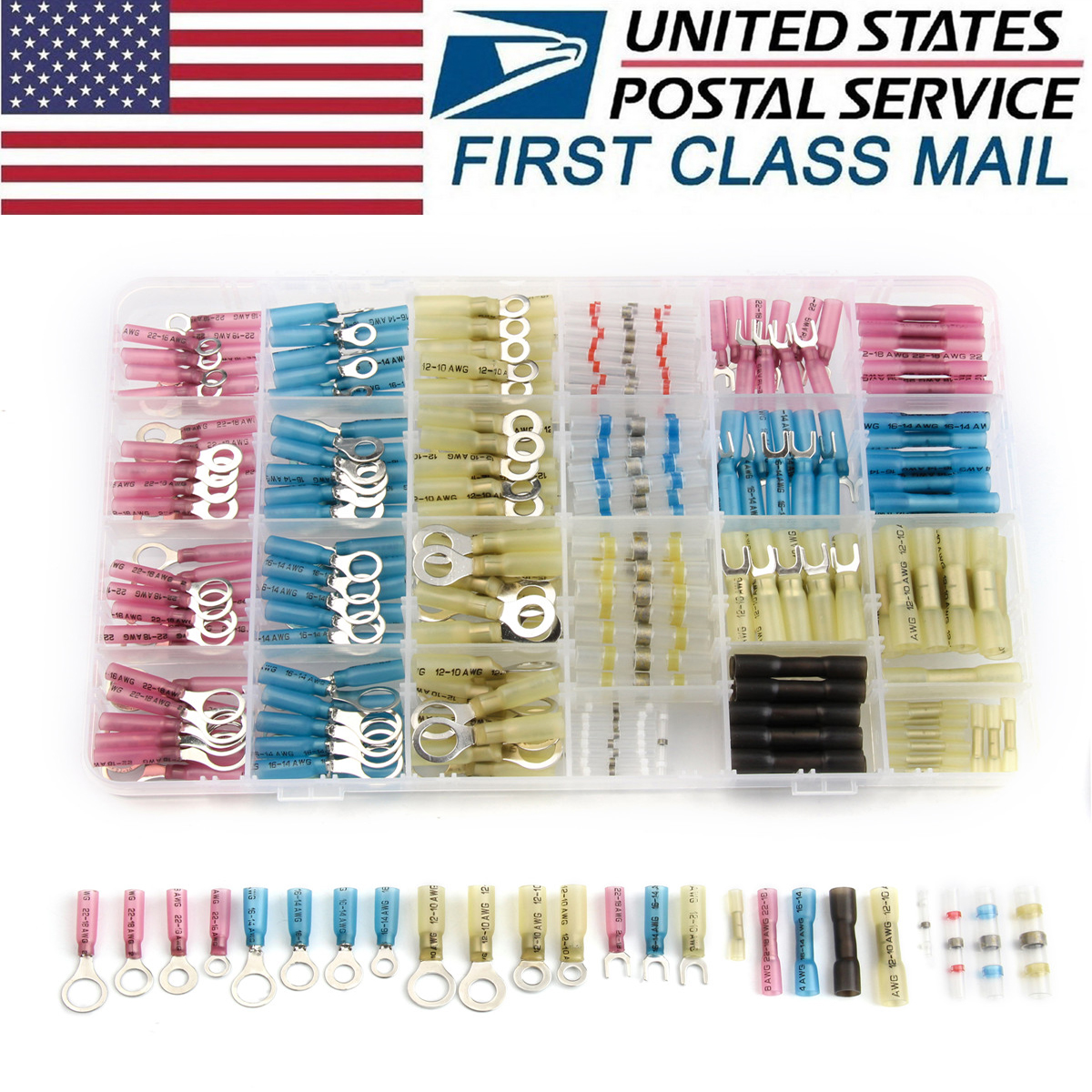 240x Heat Shrink Electrical Wire Connector Crimp Ring Spade Terminal Assortment