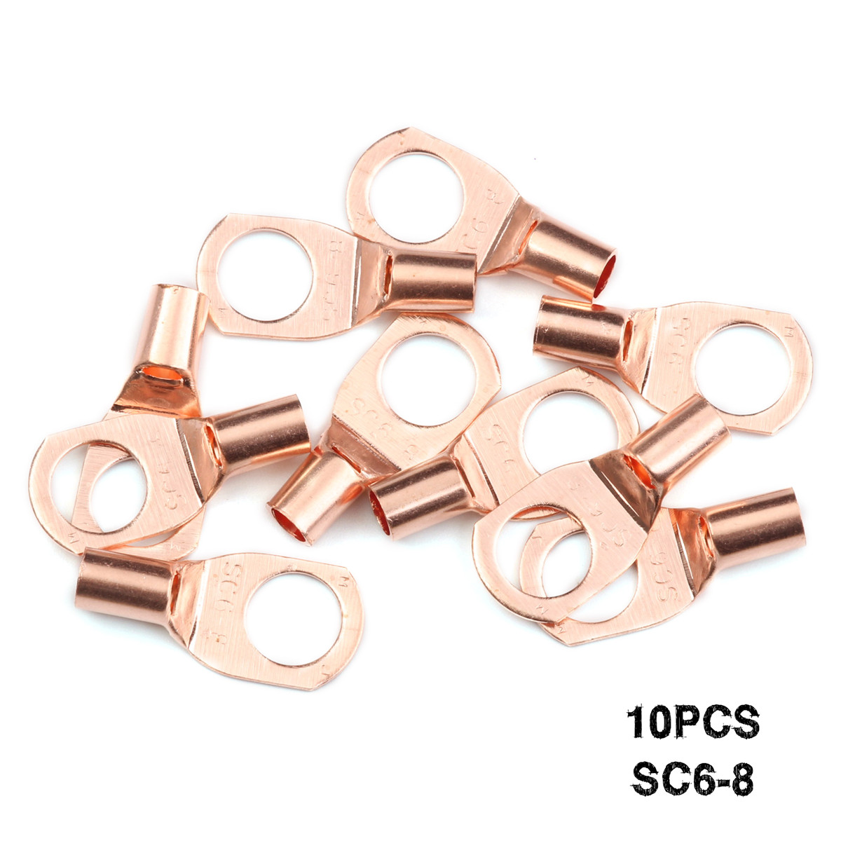 10Pcs SC68 Copper Lug Ring Wire Connectors Bare Cable Electric Crimp