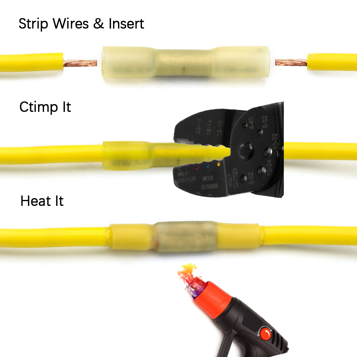 300pcs Heat Shrink Insulated Butt Crimp Wire Connector Terminals Assortment Kit 8884161202228 Ebay